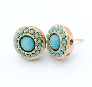 Pave Turquoise and Gold Earrings